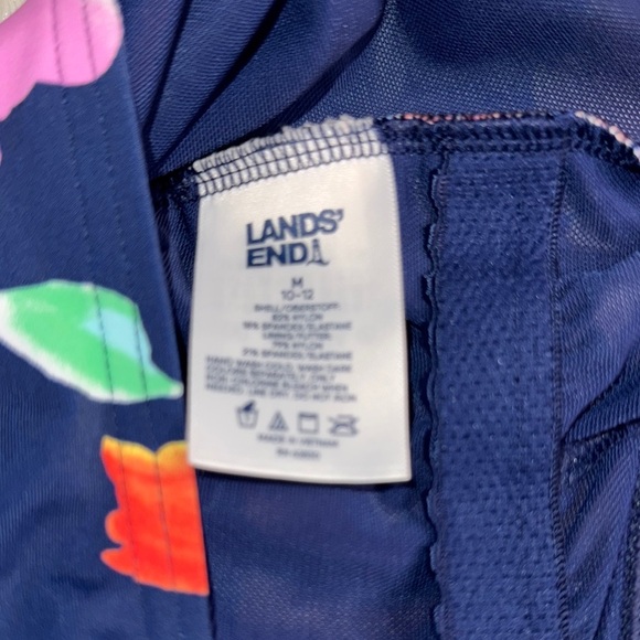 Lands' End Blue and Pink One Piece Swimsuit with Floral Design - Picture 3 of 3